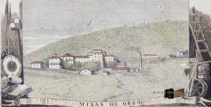 Vista general de minas de Orbó (siglo XIX)